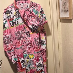 Fashion Nova Pink Graffiti Blouse